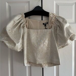 Elegant Beige Puff Sleeve Blouse